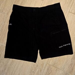 Huk Black Cargo Shorts with Sleek Design